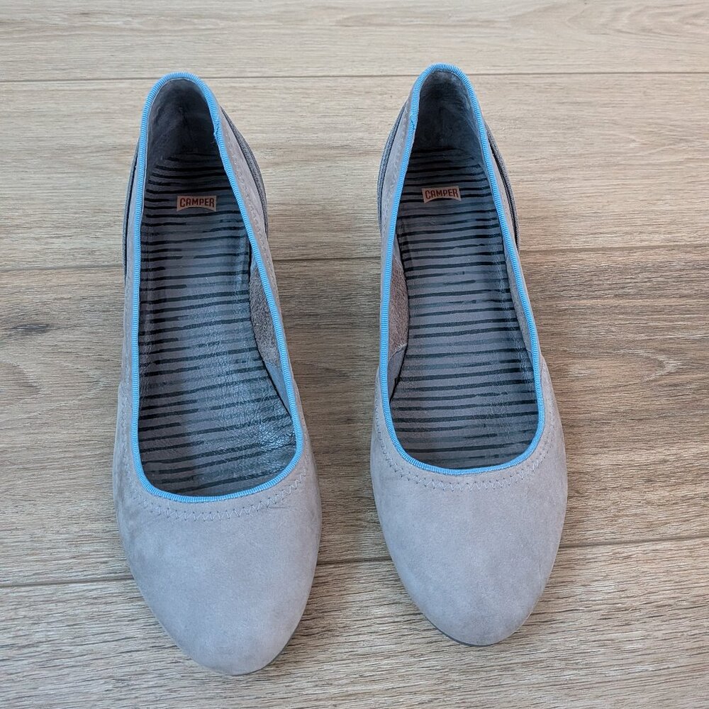 Camper Mary Jane Elastic Strap Low Heel Pumps Blue Silver Gray 40